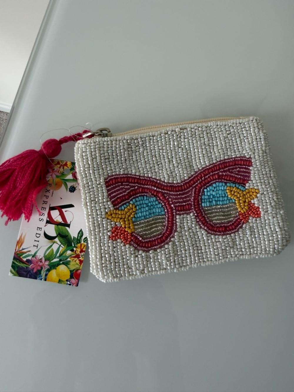 Viral Beaded Sunglasses zipper Coin Pouch